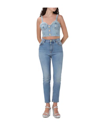 Balmain Logo-patch Tapered Jeans In Blue