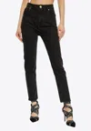 Balmain Logo Patch Tapered-leg Jeans In Black