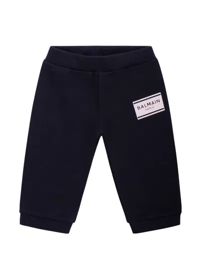Balmain Babies' Logo-patch Tracksuit Bottoms In Blue