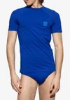 Balmain Logo Patch T-shirt In Blue