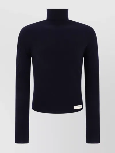BALMAIN LOGO PATCH TURTLENECK SWEATER WITH RIBBED TEXTURE