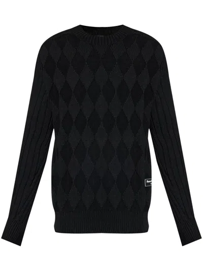 Balmain Black Chunky Diamond Jacquard Sweater