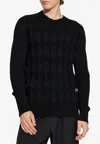 Balmain Black Chunky Diamond Jacquard Sweater In Black