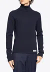 Balmain Logo-patched High-neck Sweater In Navy