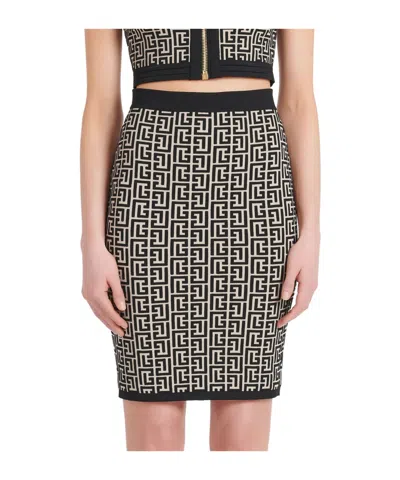 Balmain Wool Skirt In White