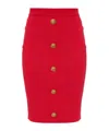 Balmain Button Front Knit Skirt In Red