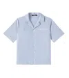 Balmain Logo Pinstripe Cotton Shirt In Blue