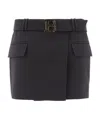 BALMAIN SHORT BLACK WOOL LOW-RISE SKIRT