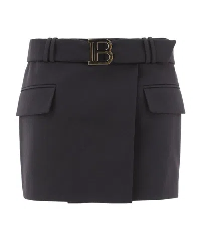 Balmain Woman Mini Skirt Black Size 6 Wool
