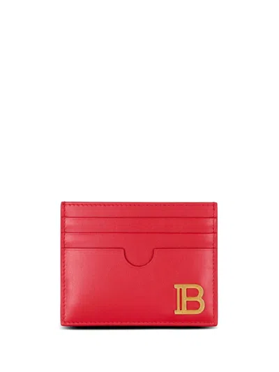Balmain Logo-plaque Cardholder In Red