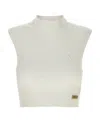 Balmain Logo-plaque Knitted Crop Top In White