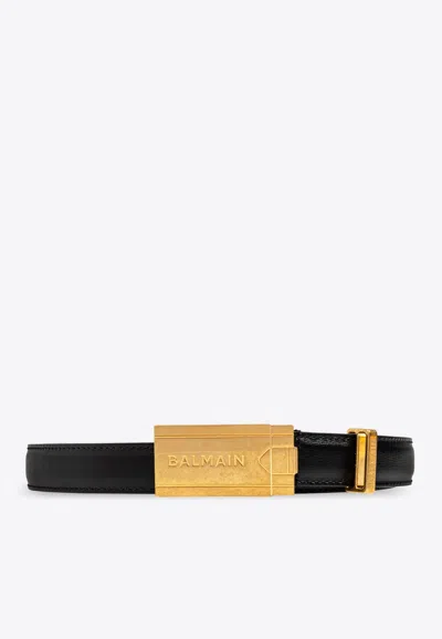 Balmain Logo Plaque Leather Belt