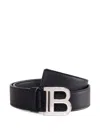 Balmain Logo Plaque Leather Belt In Black