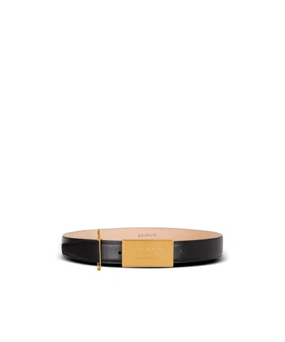 Balmain Logo-plaque Leather Belt In Black