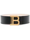 Balmain Black Smooth Calfskin B-belt Belt In Schwarz