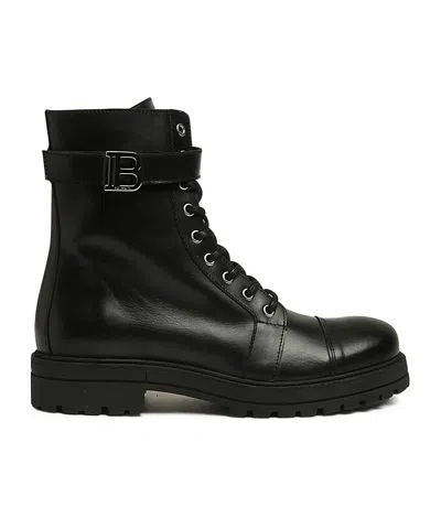 BALMAIN BALMAIN KIDS LOGO-PLAQUE ROUND TOE BOOTS