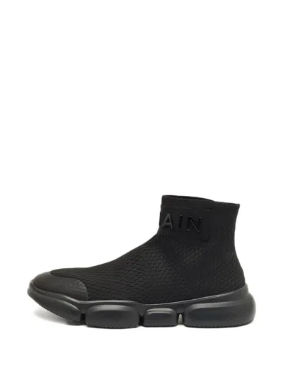 Pre-owned Balmain Logo-plaque Sneakers In Black