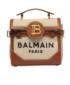 Balmain B-buzz 23 Bag In Canvas And Leather In Brown