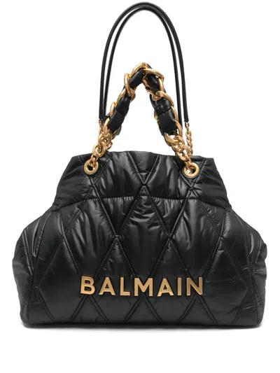 Balmain Logo-plaque Tote Bag In Black