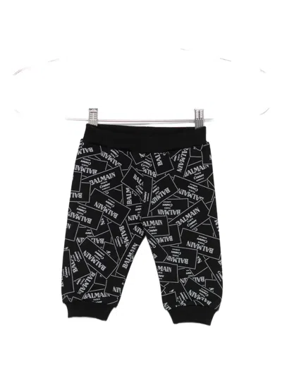 Balmain Babies' Logo-plaque Tracksuit Bottoms In Black