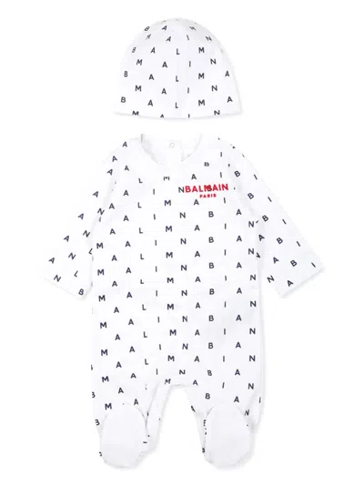 Balmain Logo-print Babygrow Set In White