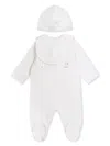 Balmain White Babygrow Set For Babykids With Logo In White