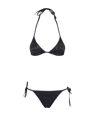 Balmain Logo-print Bikini In Black