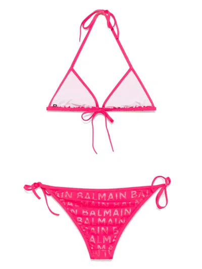 Balmain Logo-print Bikini In Pink