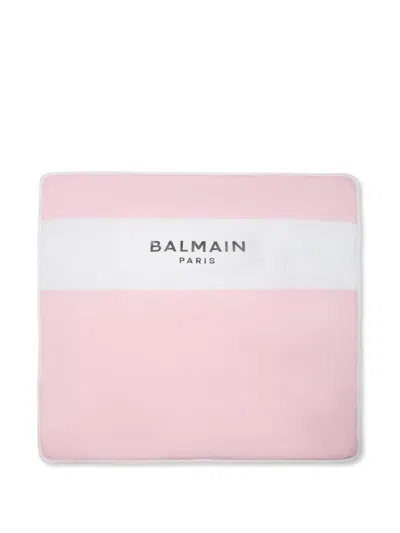 Balmain Logo-print Blanket In Pink