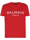 Balmain Logo Printed Buttoned Jersey T-shirt In Rot