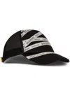Balmain Black Cotton Ribbon Motif Cap In Black
