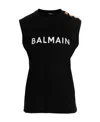 Balmain Logo Printed Sleeveless Tank Top In Black