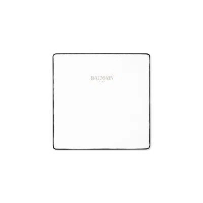 Balmain Logo-print Cotton Blanket In White