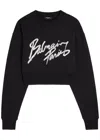 Balmain Logo-print Cotton Cropped Sweatshirt In Black