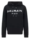 Balmain Hooded Sweatshirt With Print In Black