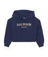 Balmain Logo-print Cotton Hoodie In Blue