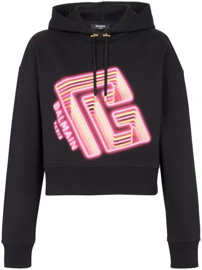Balmain Logo-print Cotton Hoodie In Ejx