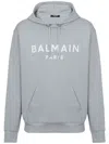 Balmain Cotton Logo Hoodie In Grau