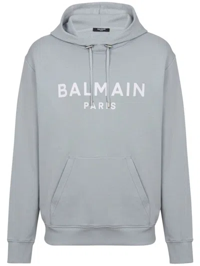 BALMAIN LOGO-PRINT COTTON HOODIE