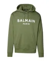 Balmain Logo-print Cotton Hoodie In Green