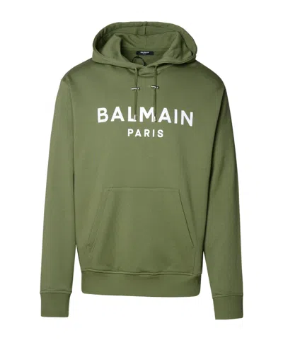 BALMAIN BALMAIN LOGO PRINTED DRAWSTRING HOODIE