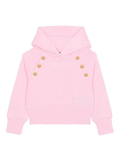 BALMAIN LOGO-PRINT COTTON HOODIE