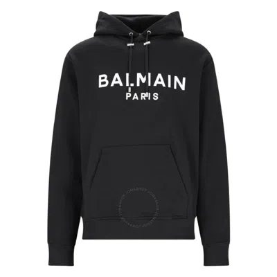 BALMAIN BALMAIN LOGO PRINT COTTON JERSEY HOODIE