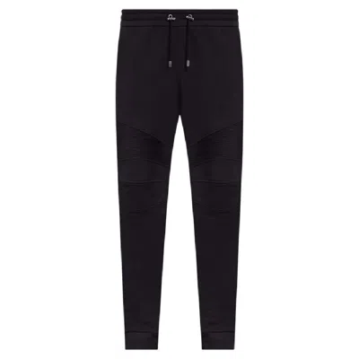 Balmain Logo Print Cotton Sweatpants In Black