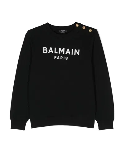 Balmain Logo-print Cotton Sweatshirt In Black
