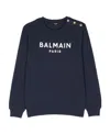 Balmain Logo-print Cotton Sweatshirt In Blue