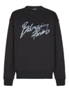 Balmain Paris Logo Intarsia Merino Wool Blend Sweater In Black