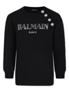 Balmain Black Sweatshirt For Girl With Logo In Black