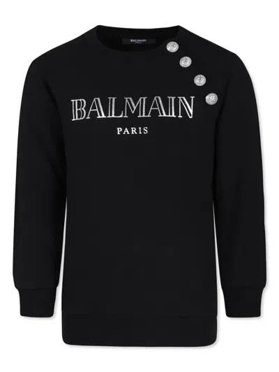BALMAIN LOGO-PRINT COTTON SWEATSHIRT