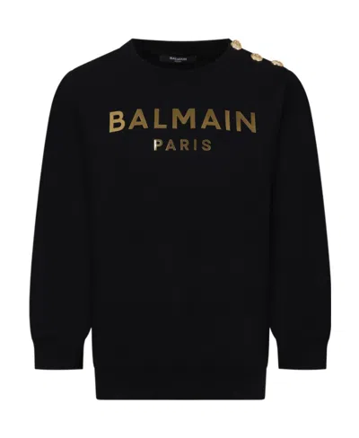 Balmain Logo-print Cotton Sweatshirt In Black